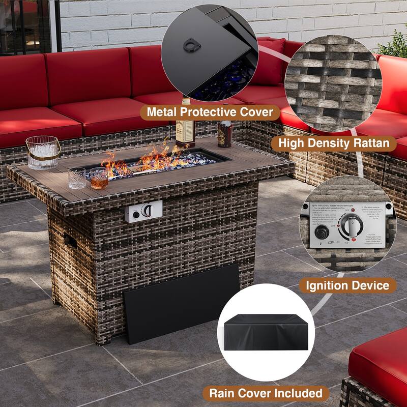 8-Piece Patio Furniture Set with 40" Fire Pit Table