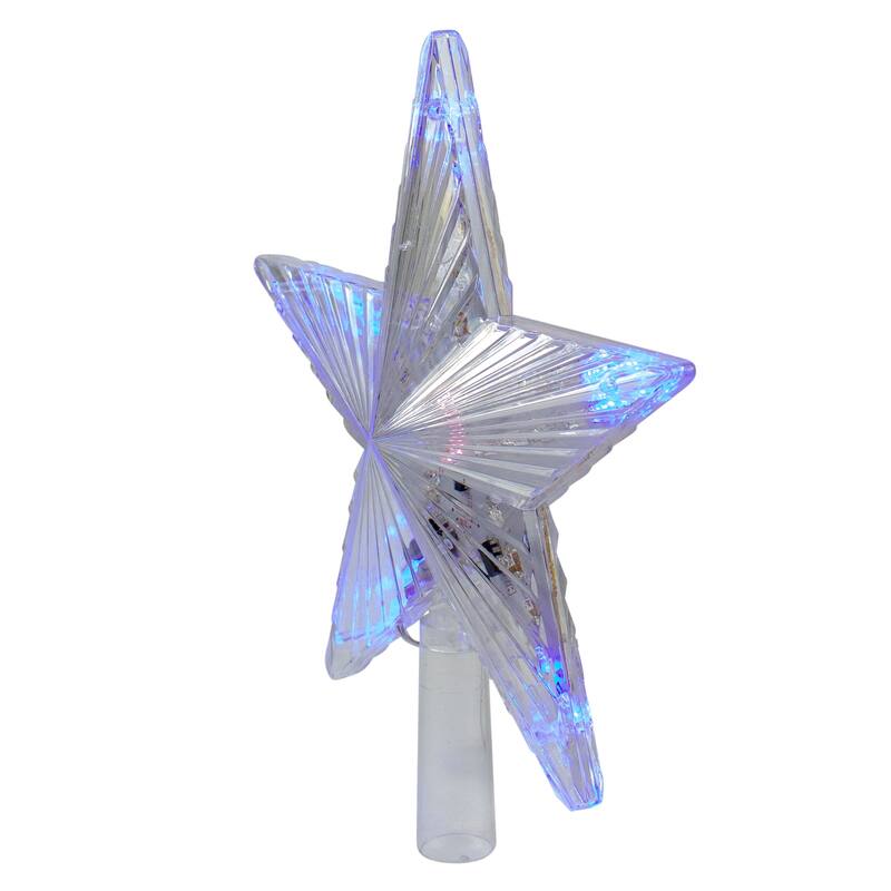 9.5" Lighted Clear 5 Point Star Christmas Tree Topper - Multicolor LED Lights - 9.5