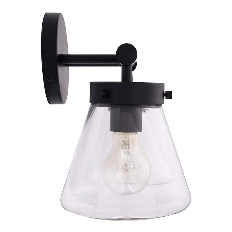Glam Modern Farmhouse 2-Light Black Vanity Light - 15.3"L x 7.67"W x 10.1"H
