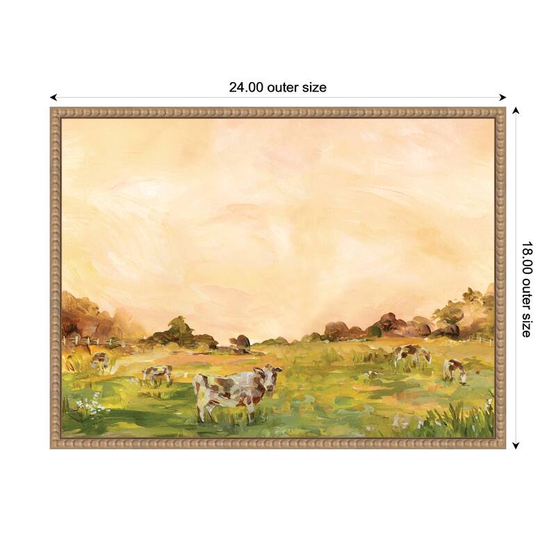 Kate and Laurel AQ Cows by Annie Quigley Framed Canvas Wall Art Print