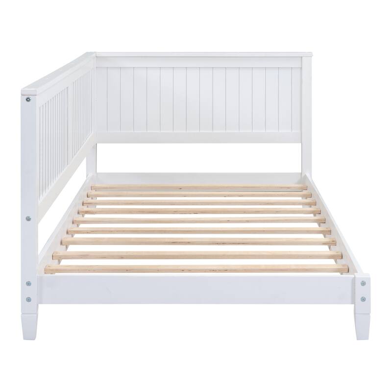 Twin Wooden Daybed with Backrest & Armrest