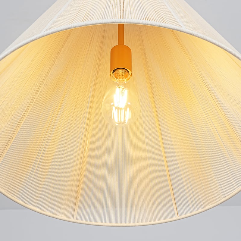 1-Light Brushed Gold Transitional Fabric Shade Cone Pendant Light with Adjustable Chain for Living & Dining Rooms