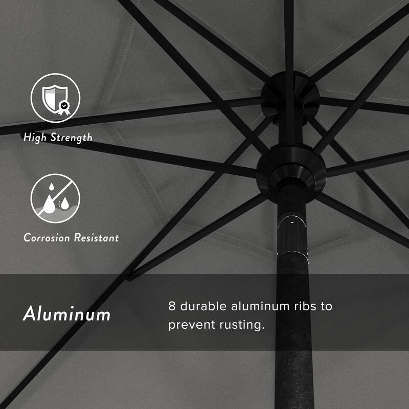 California Umbrella 75' Round Crank Lift Push Button Tilt Black Aluminum Patio Umbrella Sunbrella