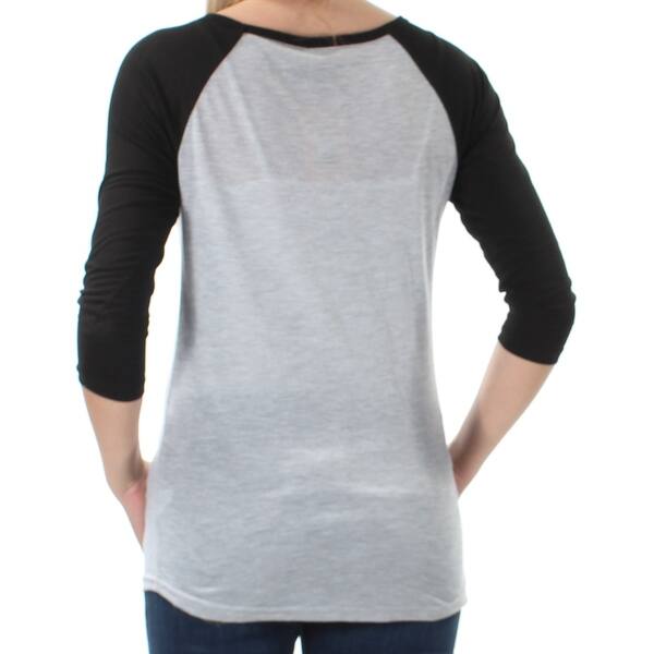 Shop Dreamworks Womens Black Trolls 3 4 Sleeve Jewel Neck Top