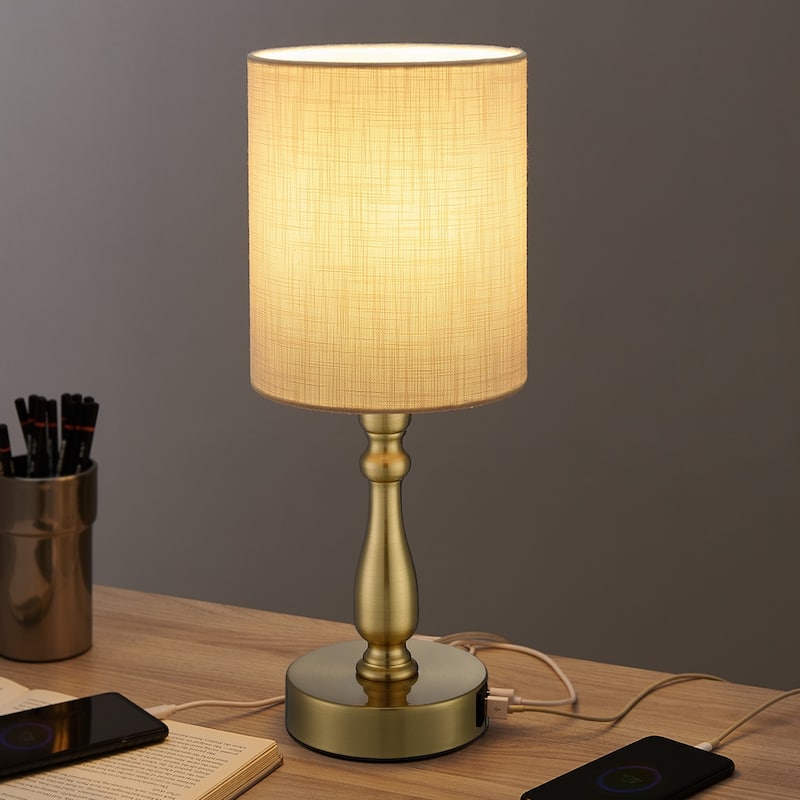 3-Way Dimmable Touch Control Small Table Lamp with USB Port
