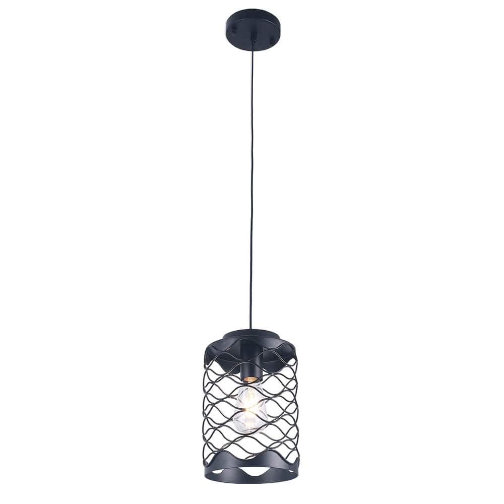 Bella Depot 6.7" Small Pendant Light for Kitchen Island, Hallway Farmhouse Black Dimmable Adjustable