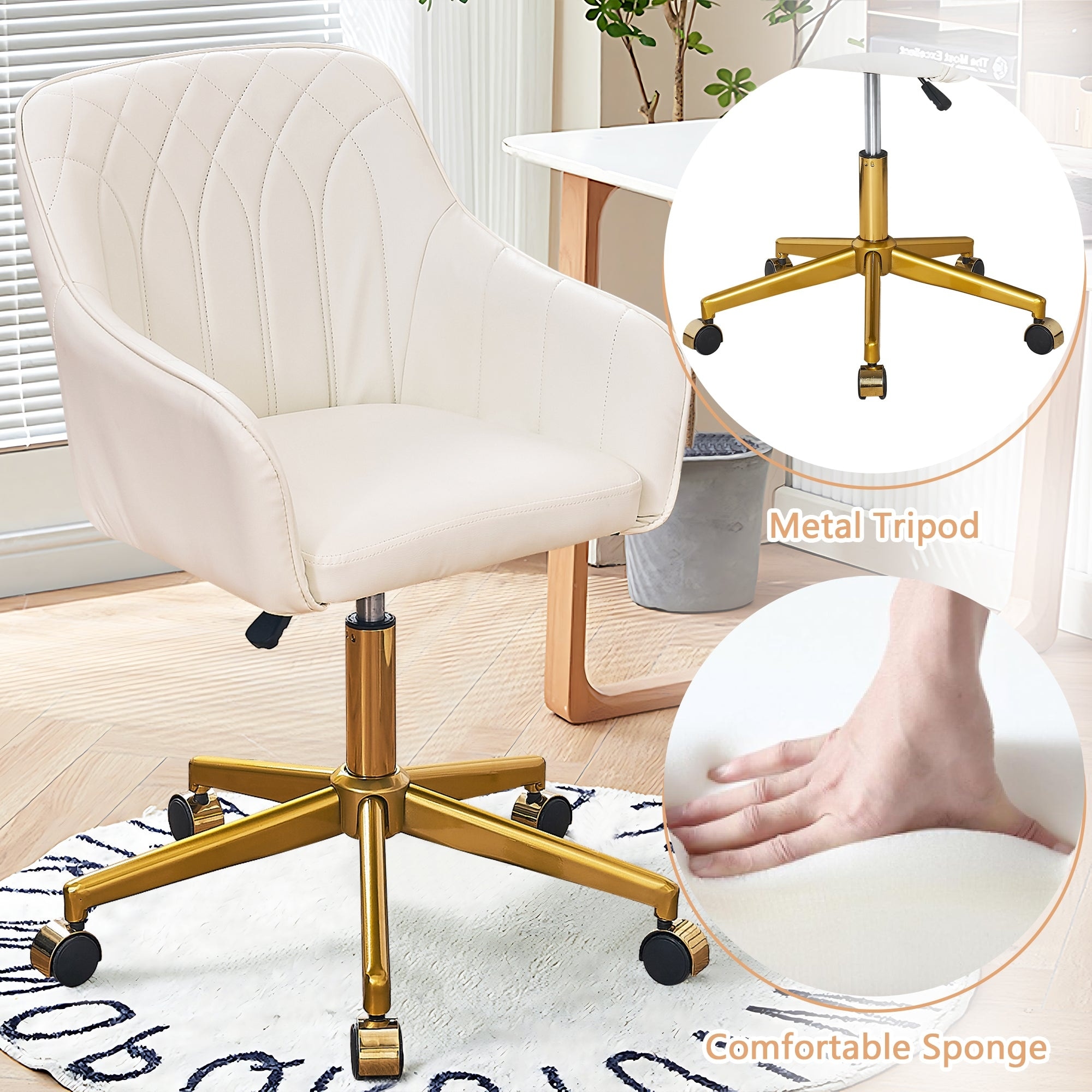 VECELO Modern Home Office Chairs Height Adjustable 360 Swivel Task