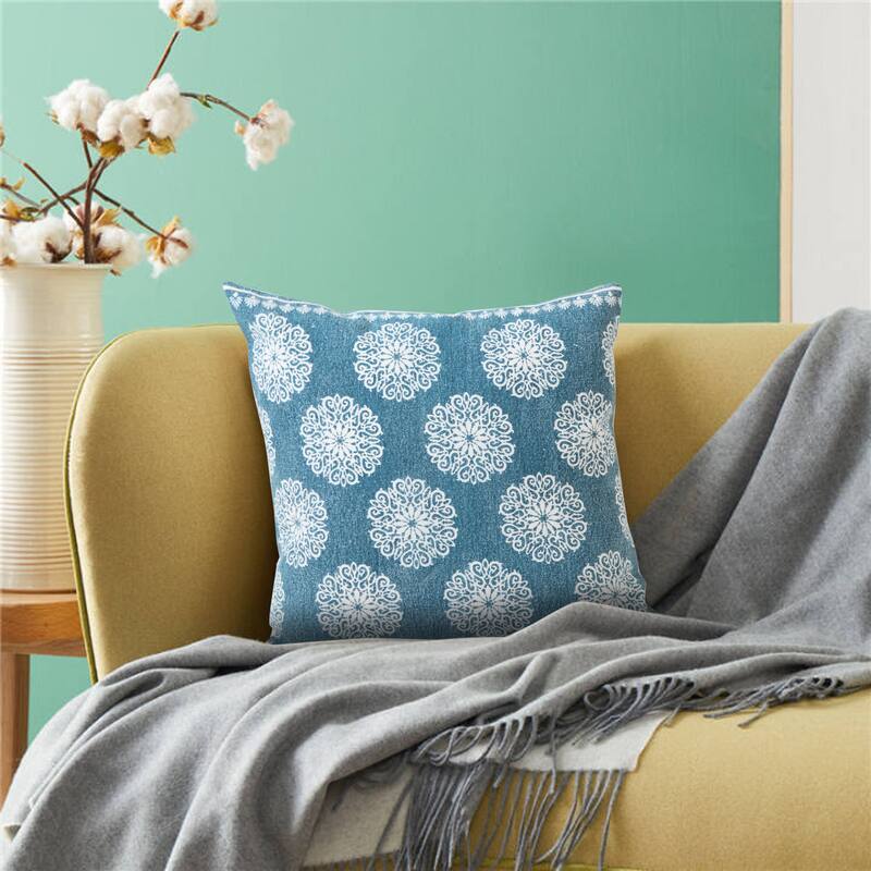 Sevita Traditional Bordered Bohemian Floral Throw Pillow, Single or Set of 2