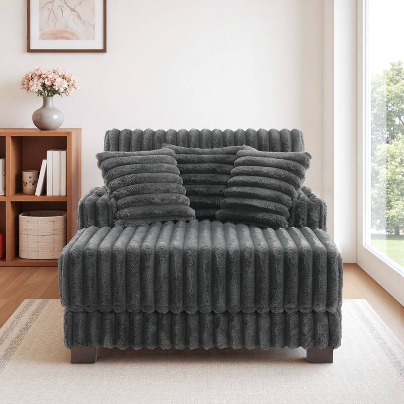 42"W Upholstered Chaise Lounge Sofa Bed with Pillow and Cup Holder