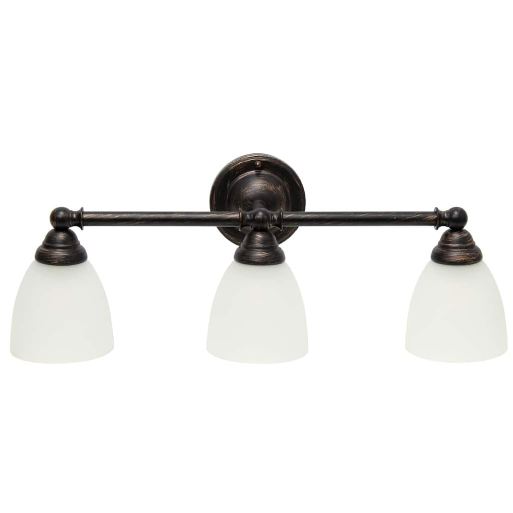 25" Classic 3 Light Metal Bar and Frosted Cone Shape Glass Shades Decorative Wall Mounted Vanity - 10