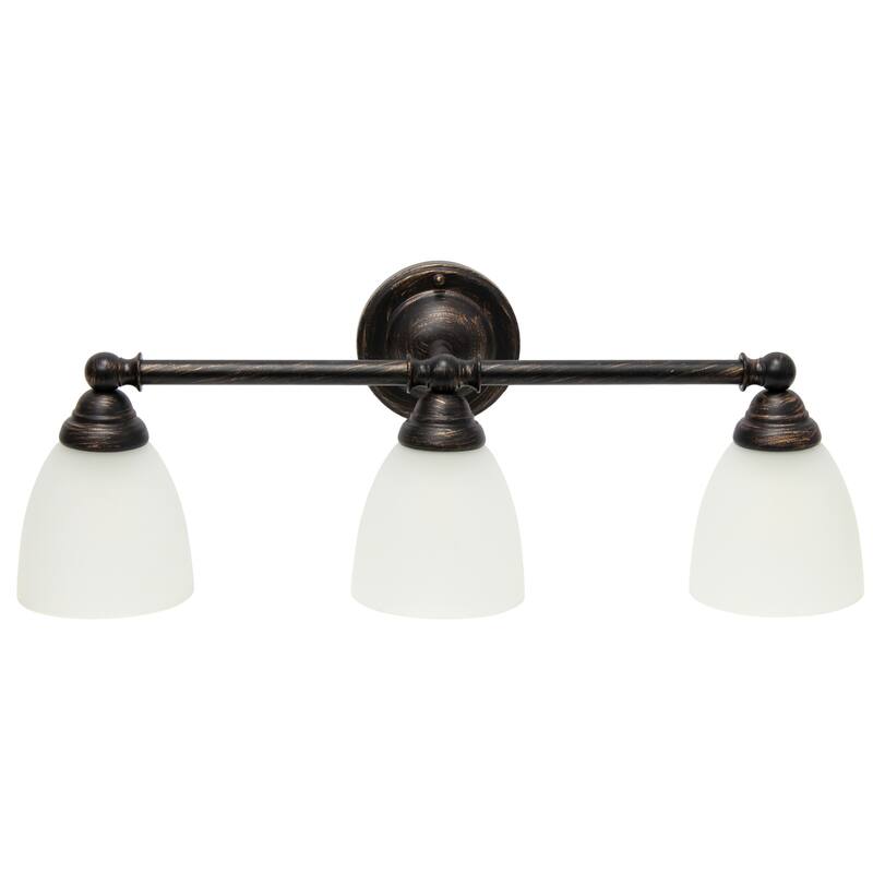 25" Classic 3 Light Metal Bar and Frosted Cone Shape Glass Shades Decorative Wall Mounted Vanity - 10