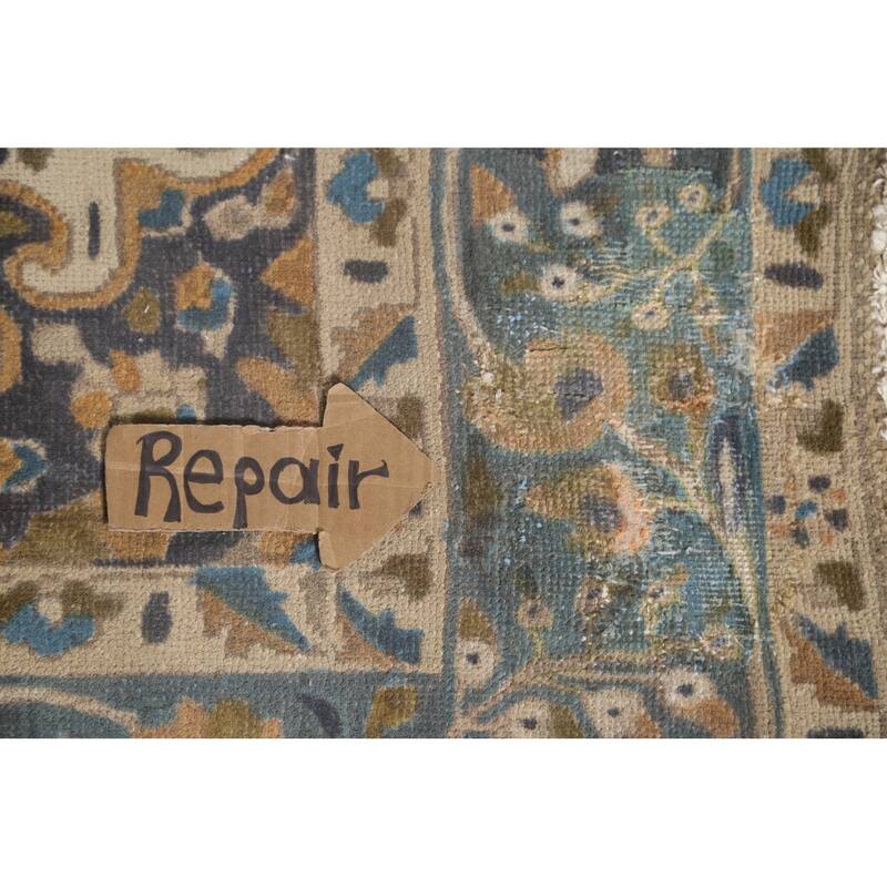 Tabriz Persian Vintage Rug Handmade Traditional Beige Wool Carpet - 6'10"x 9'10"