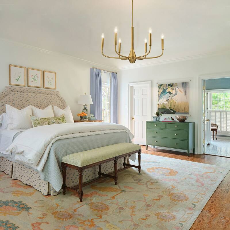 Mid-century Modern 6-Light Gold Candelabra Chandelier for Living/ Dining Room