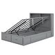 preview thumbnail 5 of 16, Wood Queen Size Platform Bed with LED Headboard, Charging Station and 2 Drawers