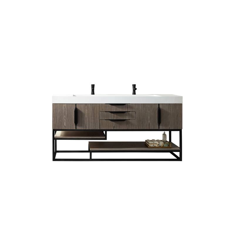 James Martin Vanities 983-V72D-R-MB-GW Columbia 72" Free Standing - Ash Gray