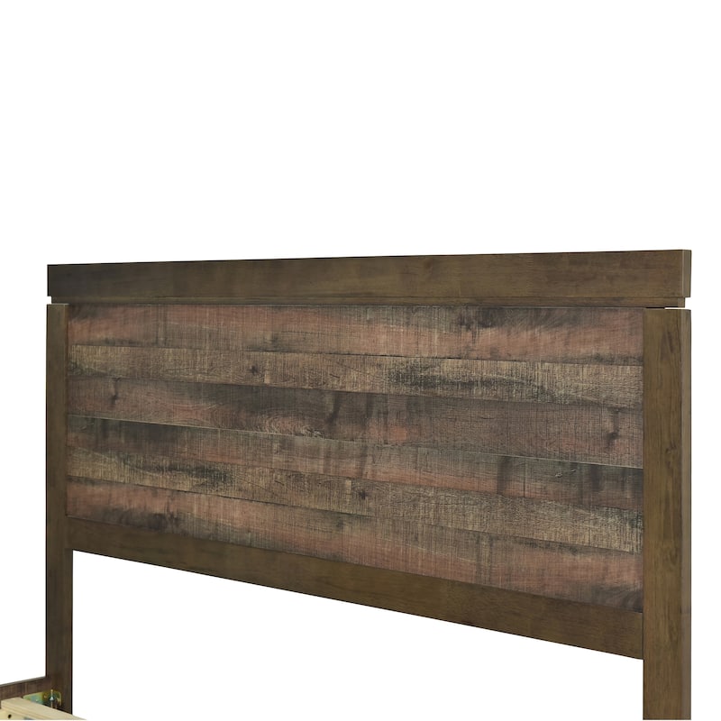 Vintage Farmhouse Style Platform Bed with 10 Wooden Slats Support for Bedroom