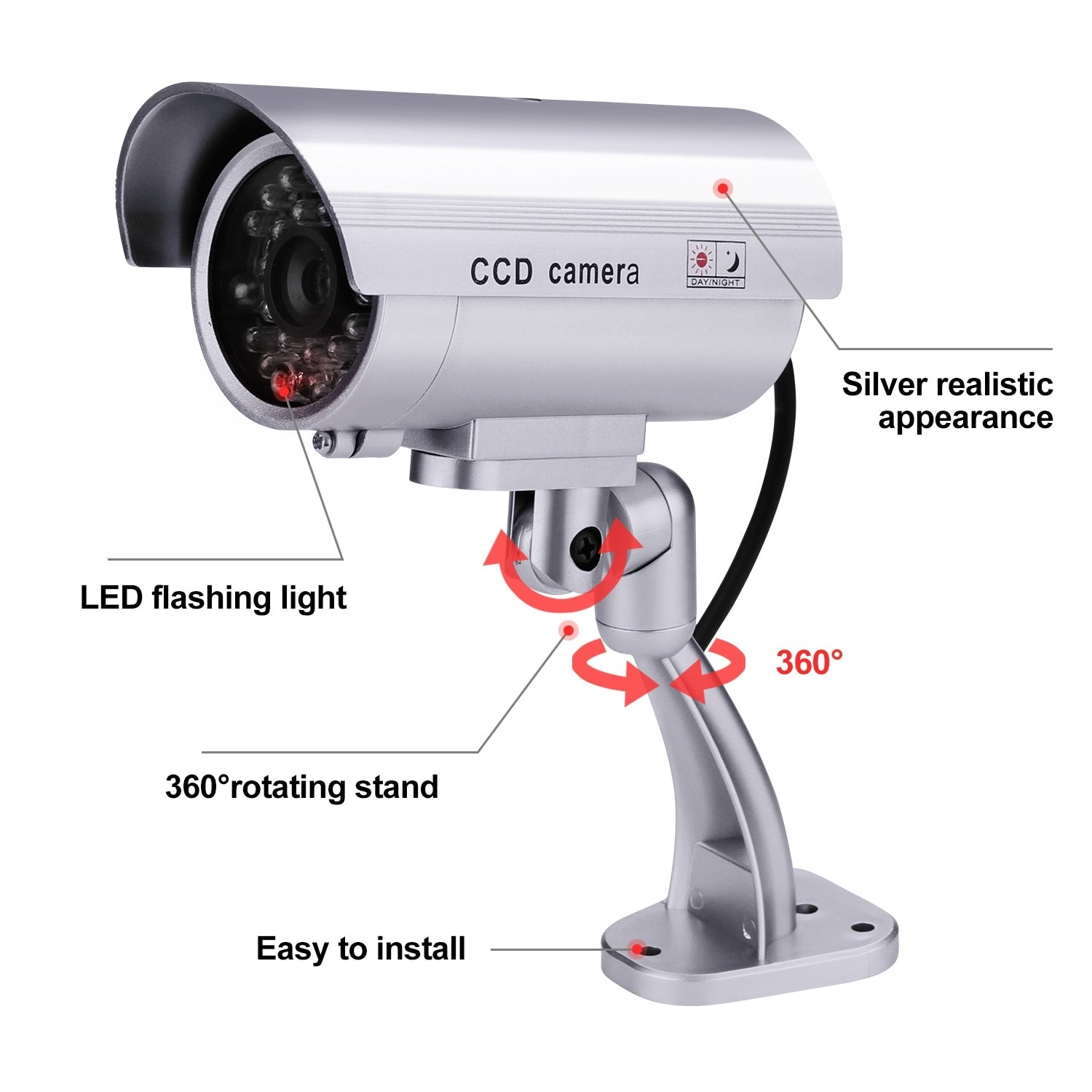 Packs Fake Security Camera CCTV Surveillance System with LED Red