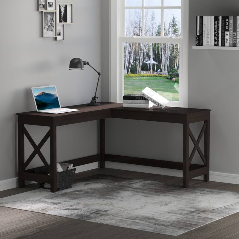 57" L-Shaped Corner Desk, Computer Home Office Desk and Writing Table