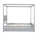 preview thumbnail 13 of 11, Full Size Wood Canopy Bed with Trundle Bed & Support Slats, No Box Spring Needed