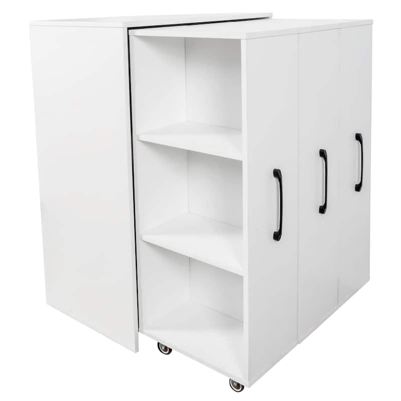 Anmytek Multi Functional 3 Tier Slide Out Door Bookcase - With Wheels Hidden Storage Cabinet