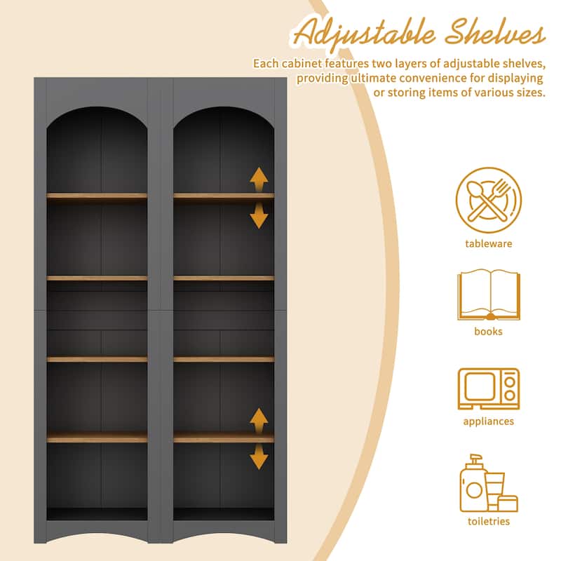 Roomfitters Modern 72"H 5-Tier Bookshelves Set of 2, Farmhouse Free Standing Bookcases with Adjustable Shelves for Living Room