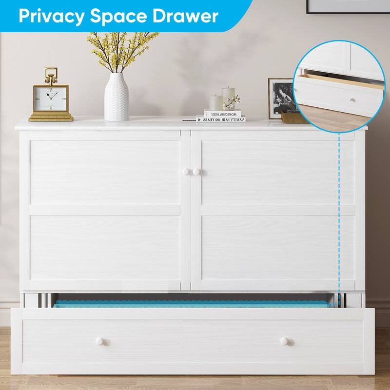 Mixoy Queen Horizontal Murphy Chest Bed with Mattress,Charging Station