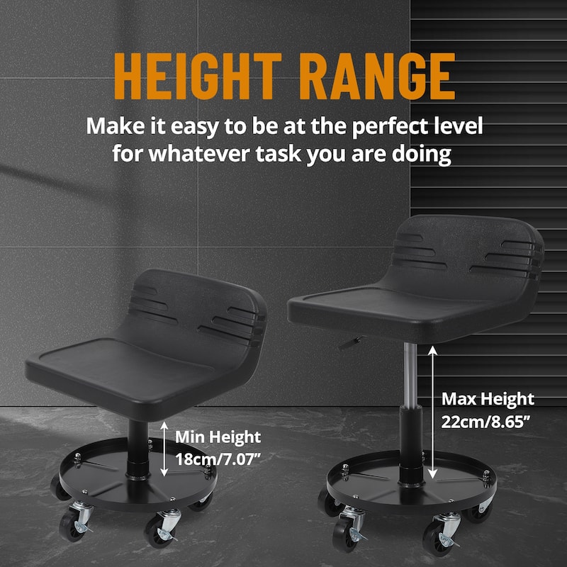 Garage Rolling Stool with Wheels,Tool Tray - N/A
