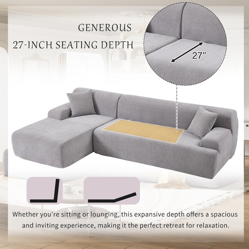 Modern Large L-Shape Modular Sectional Sofa,2 Piece Free Combination