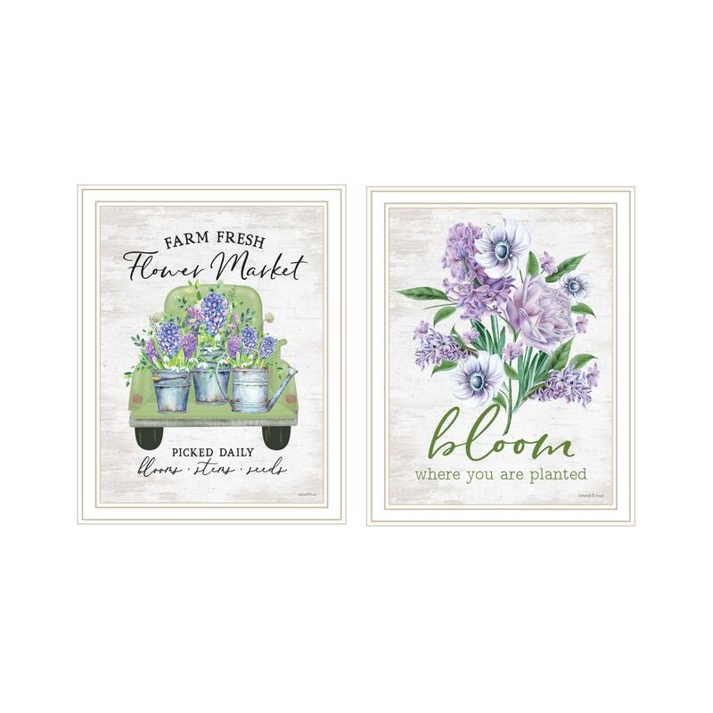 Trendy Decor 4U "Bloom Where You Are Planted" Printed Framed Wall Art by Lettered & Lined - White - 14 x 18