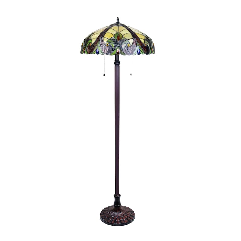 Tiffany-Style Victorian Design Dark Bronze Floor Lamp