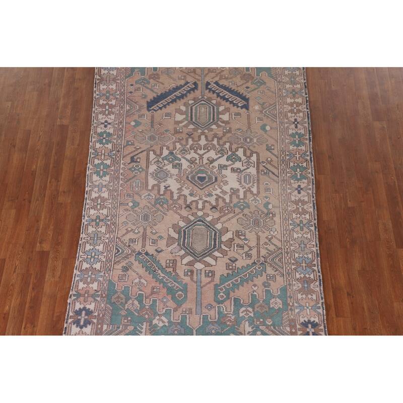 Geometric Bakhtiari Persian Vintage Rug Handmade Wool Carpet - 5'0" x 9'9"