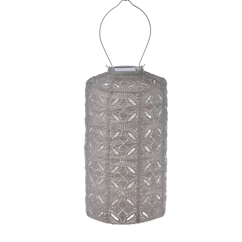 Cylindrical Mandela LED Lighted Bazaar Lantern - 19" - Taupe Brown