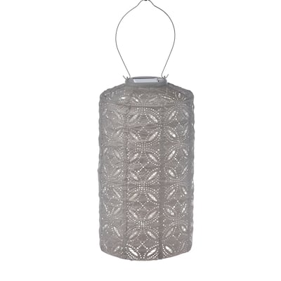 Cylindrical Mandela LED Lighted Bazaar Lantern - 19" - Taupe Brown