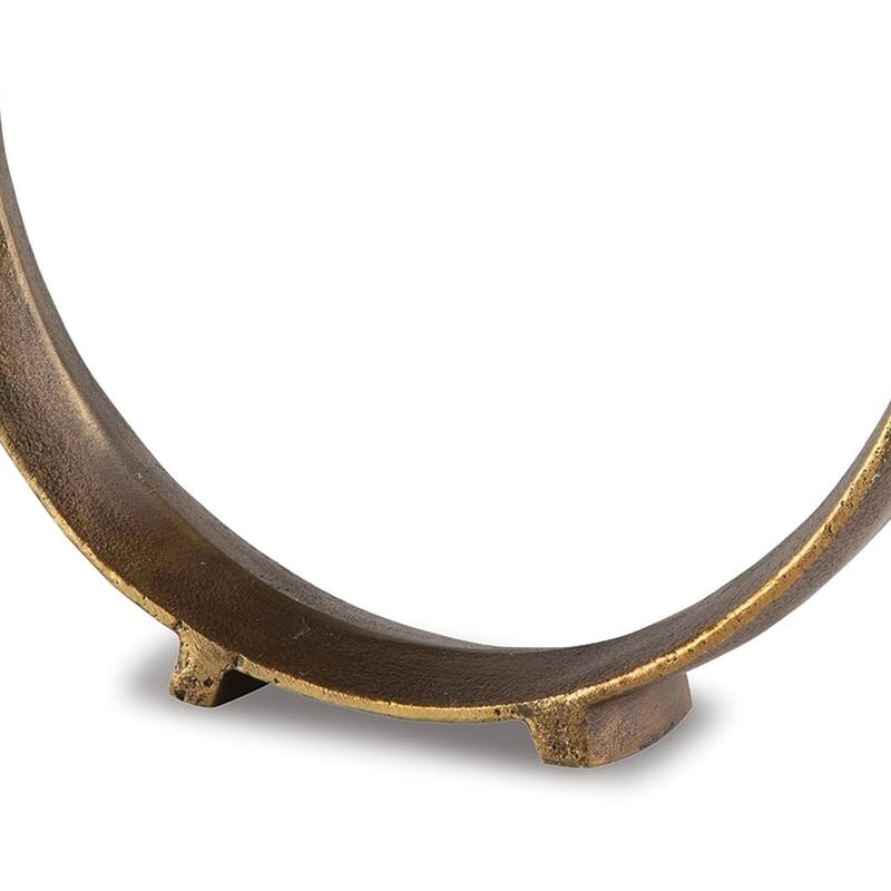 Dalie 15 Inch Sculpture, Set of 2, Round, Antique Brass Tone Cast Aluminium