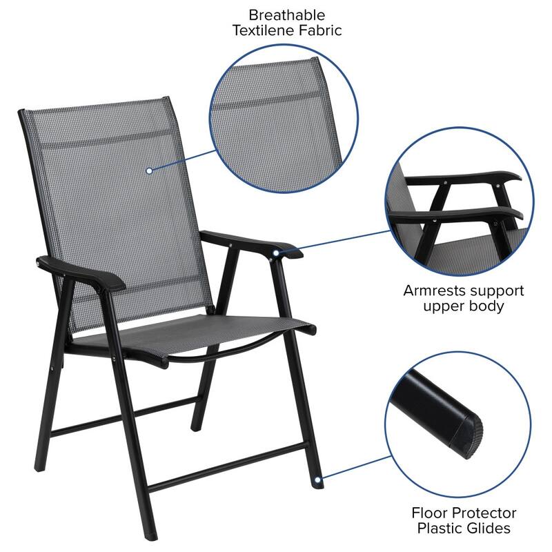 Outdoor Folding Patio Sling Chair / Portable Chair (2 Pack)