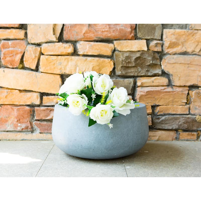 Durx-litecrete Lightweight Concrete Modern Low Bowl Cement Planter-Medium - 15.7'x15.7'x7.9'