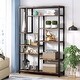 preview thumbnail 1 of 7, 47” Bookcase , Bookshelf with Open Shelves Industrial Etagere Bookcase Brown/Black