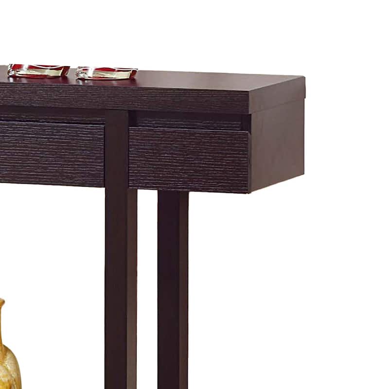 Console Table, Red Cocoa Brown, 36 Inch Hidden Storage Drawer