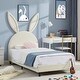 preview thumbnail 31 of 31, VECELO Wooden Cute Rabbit Twin Bed Frame with Upholstered Headboard, Kids Bed Frame Set of 2