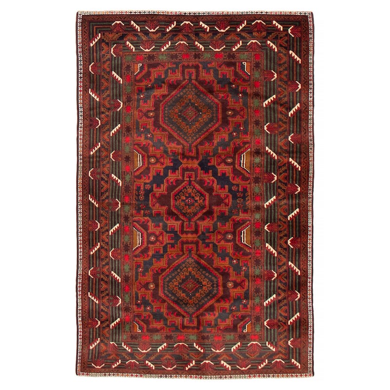 Teimani Red Rug 3'11" x 6'7" - 3'11 x 6'7 - Red - 3'11 x 6'7