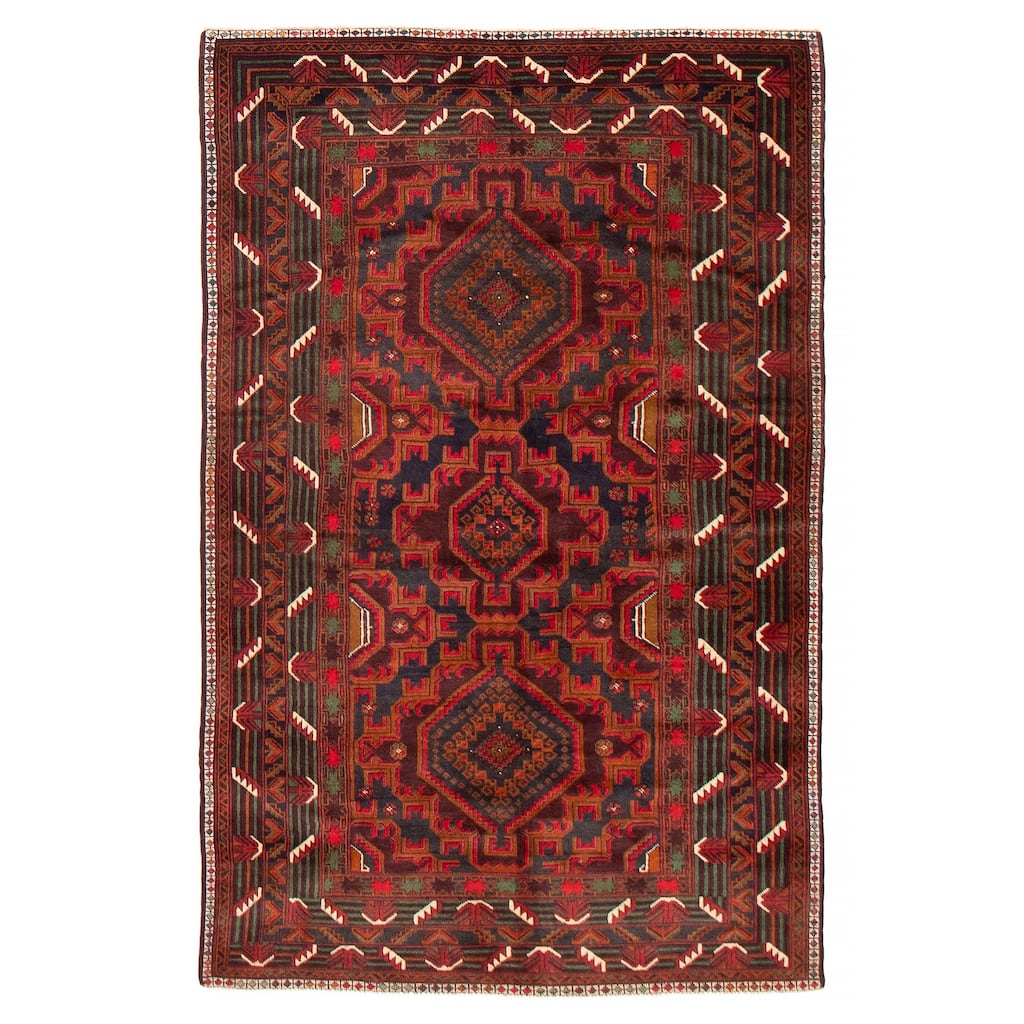 Teimani Red Rug 3'11" x 6'7" - 3'11 x 6'7