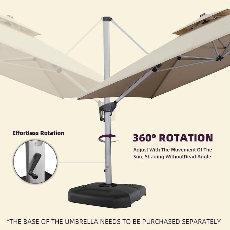 PURPLE LEAF 11ft Square Patio Cantilever Umbrella with Base