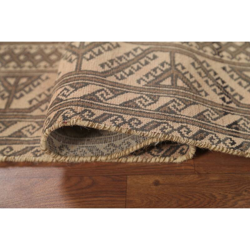 Geometric Balouch Persian Vintage Area Rug Handmade Wool Carpet - 3'8" x 7'1"