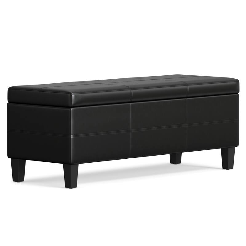 WYNDENHALL Halsey 48 inch Wide Contemporary Rectangle Ottoman Bench in Faux Leather