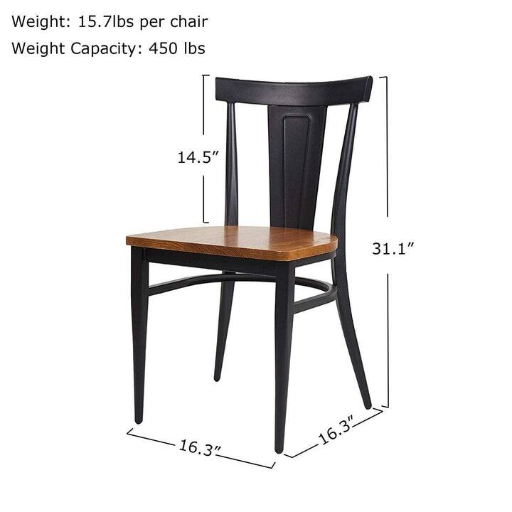 Dining Room Side Chair Set of 2 Wood Kitchen Chairs with Metal Legs - 16.3"(W) x 16.3" (L) x 31.1" (H)