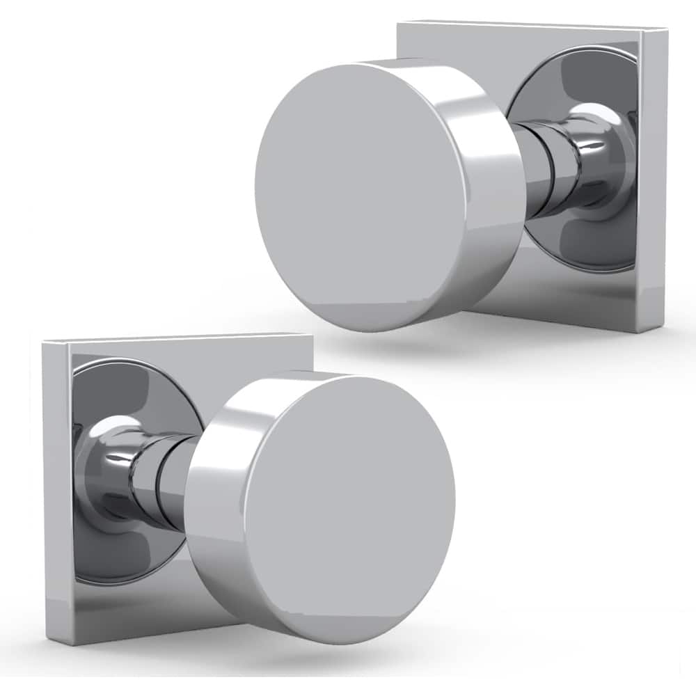 Mega Handles Modern Square Rosette Door Handle with Round Door Knob, Dummy Function, Easy Install for Closet, Hallway, Bedroom