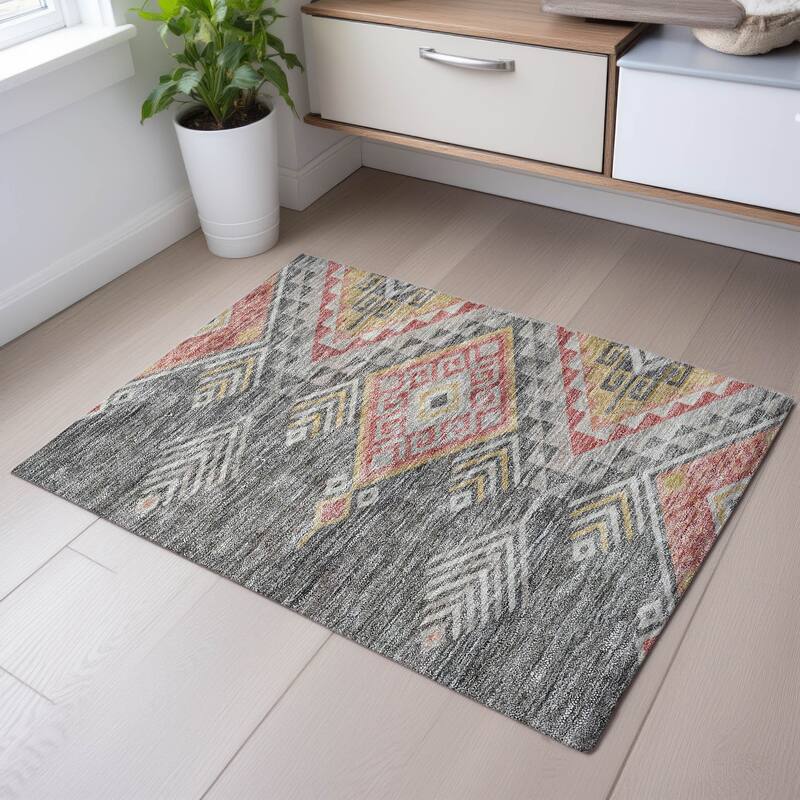 Premium Washable Super Soft Boho Tribal Mayfield Rug - Gray - 1'8" x 2'6"