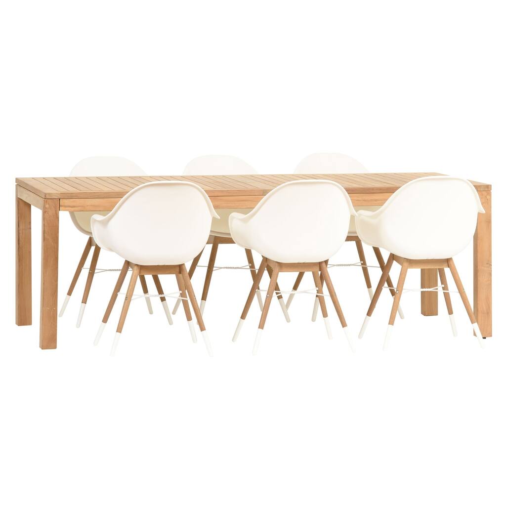 7-Piece Brown and White Charlotte Rectangular Patio Dining Set 87"