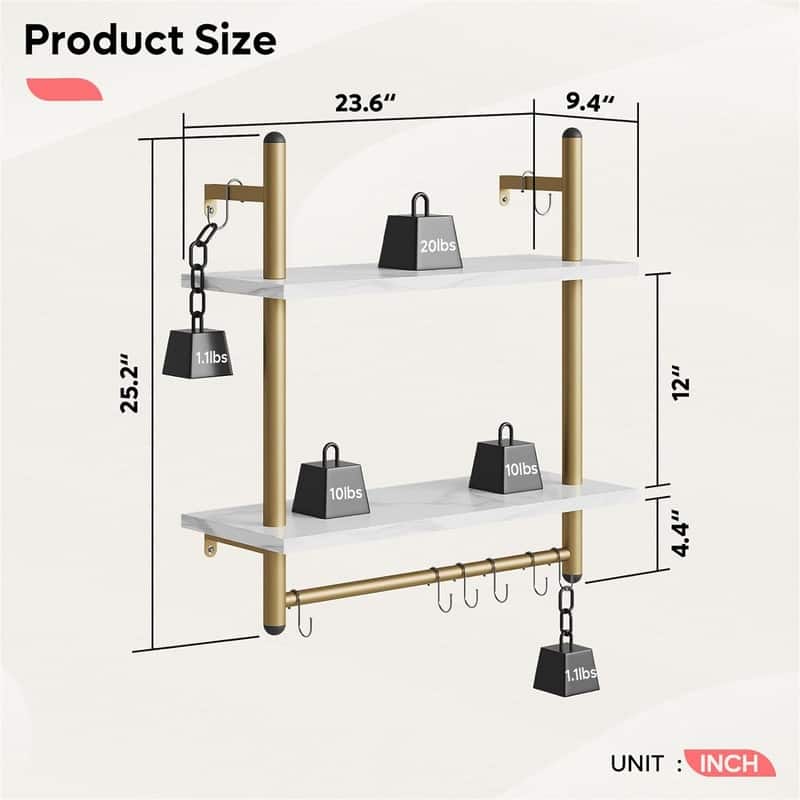 Bestier Pipe Shelf Industrial Floating Shelving