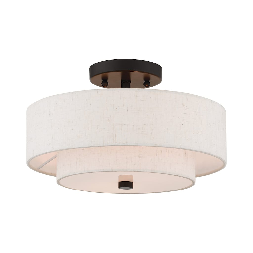 Livex Lighting Claremont 2 Light 13" Wide Semi-Flush Drum Ceiling